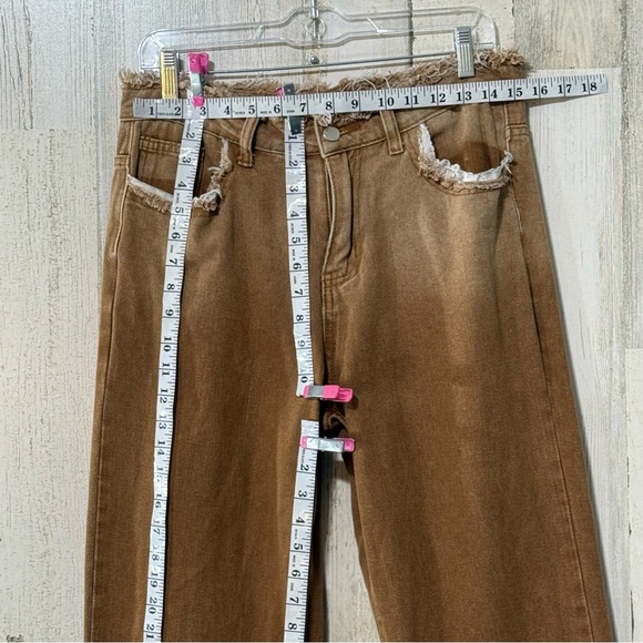 SHEIN Manfinity Brown Straight Jeans with Frayed Hem - Picture 3 of 14